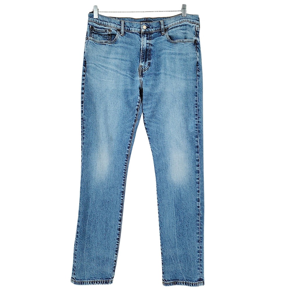 Lucky Brand 222 Taper 36x30 Mens Light Blue Stretch Denim Jeans Pico Slim Preppy
